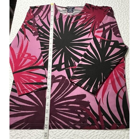 SML Sport Misses Multi-colored Top Shirt 3/4 Sleeve Size P/L (Petite) - Picture 2 of 3